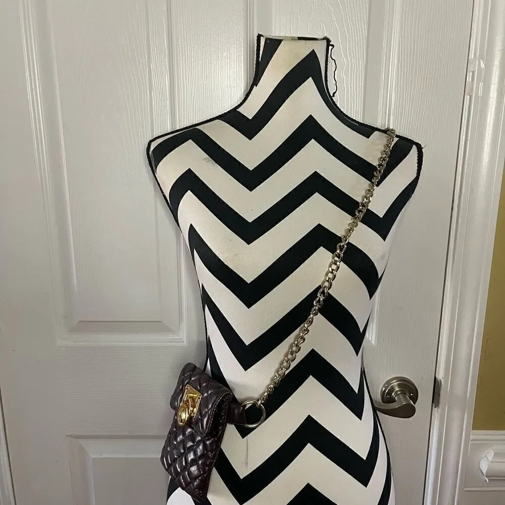 Michael Kors Brown faux leather quilted mini crossbody/fanny pack chain accent